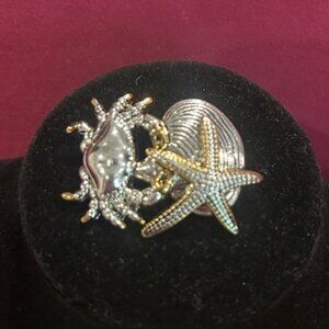 🏖️BEST Starfish Shell Crab Silver Gold Pendant Brooch